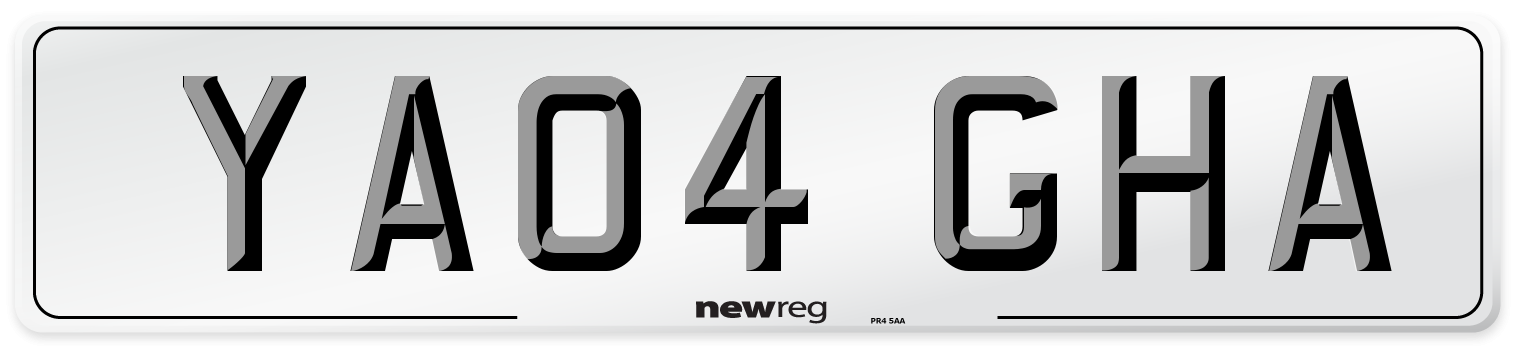 YA04 GHA Number Plate from New Reg